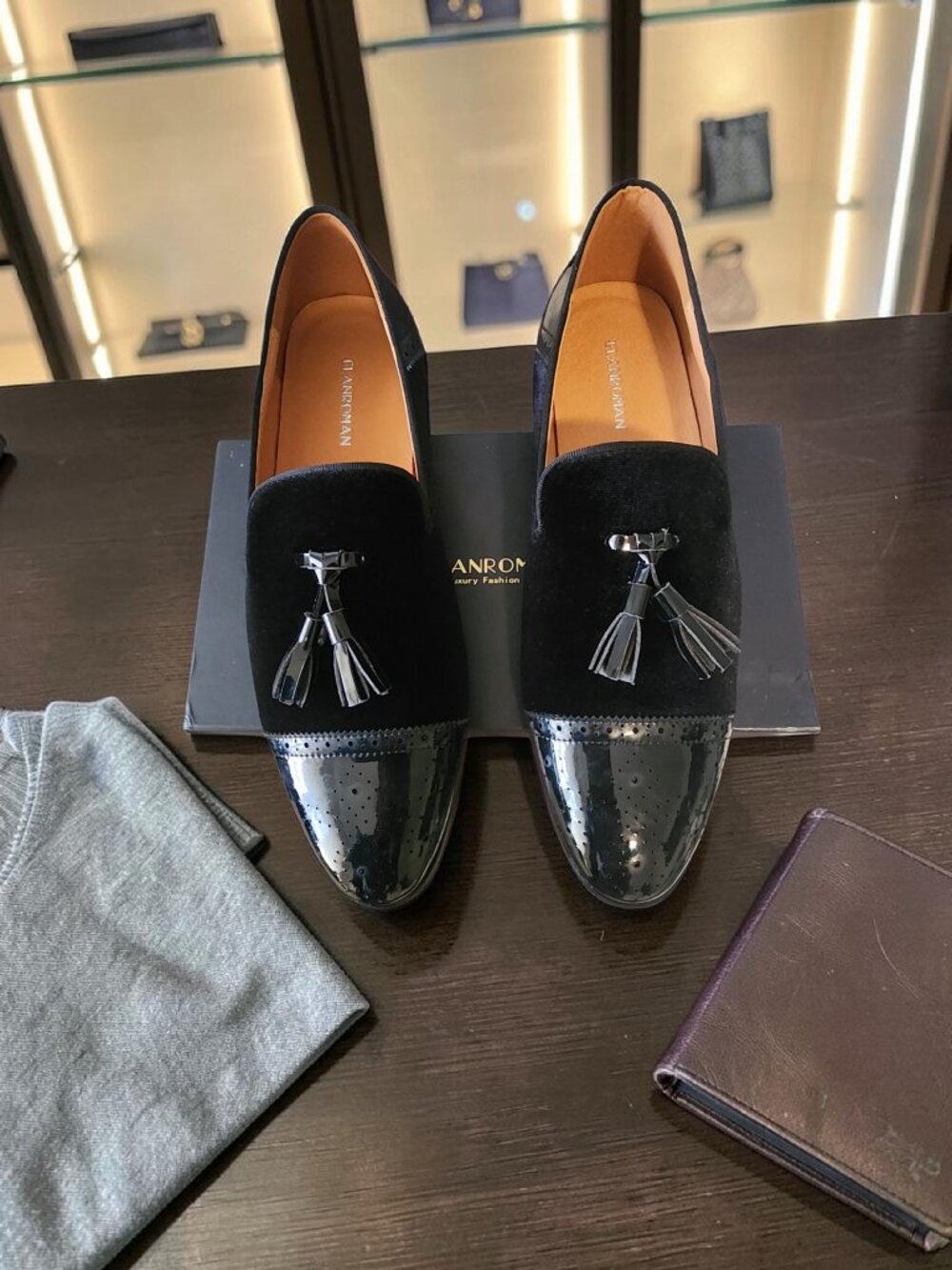 ELANROMAN Black Velvet Dress Shoes – Size 44 (EU) / US 10